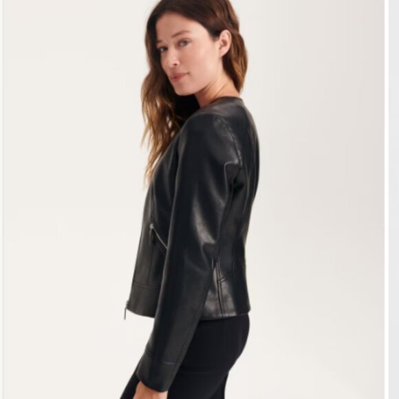 RESERVED Faux leather biker jacket sz12 * European Brand - Picture 4 of 9